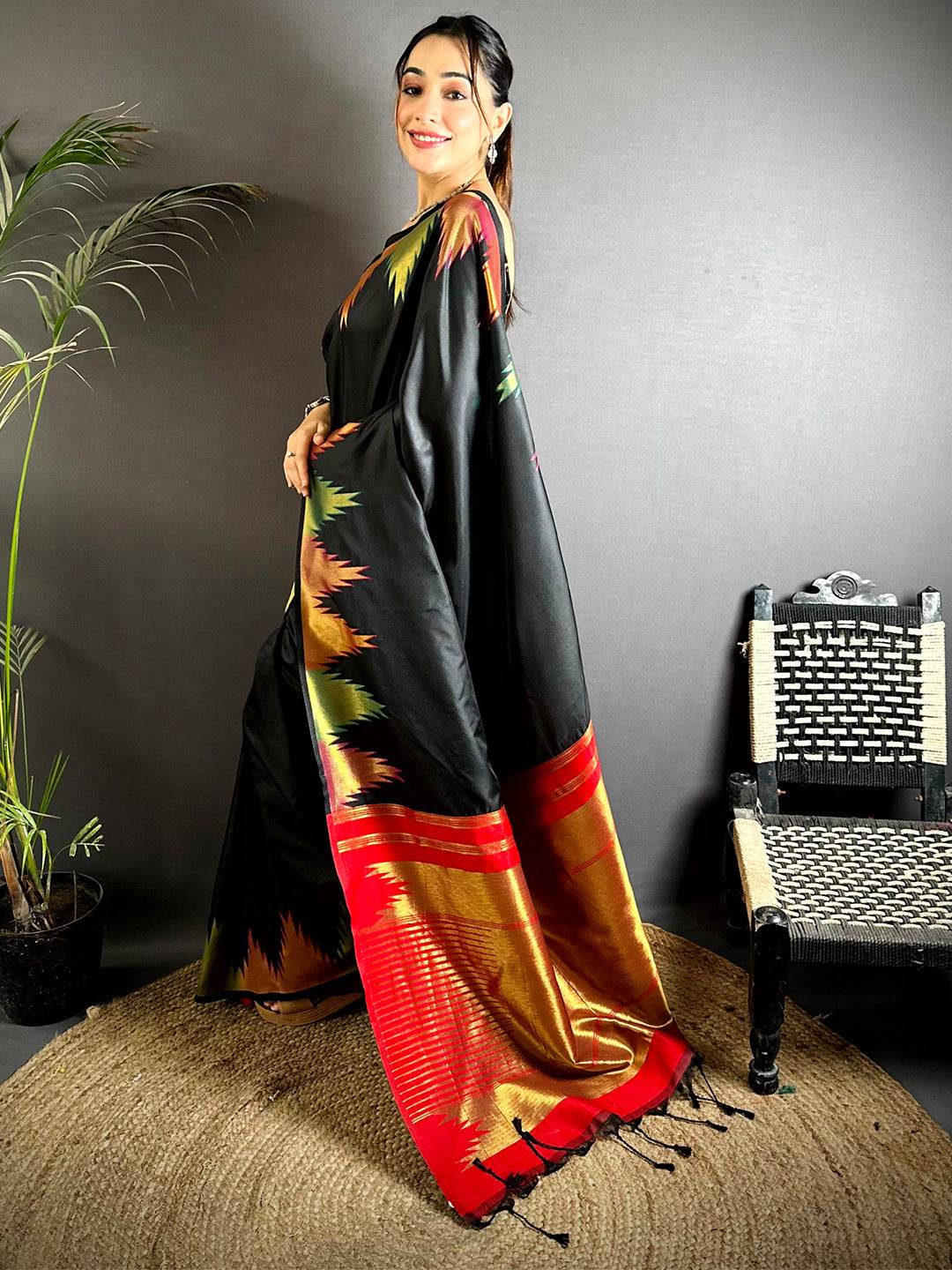 Black Copper Radiance Soft Silk Pattu Saree