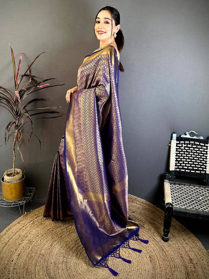Radiant Purple Kanjivaram Zari Silk Pattu Saree