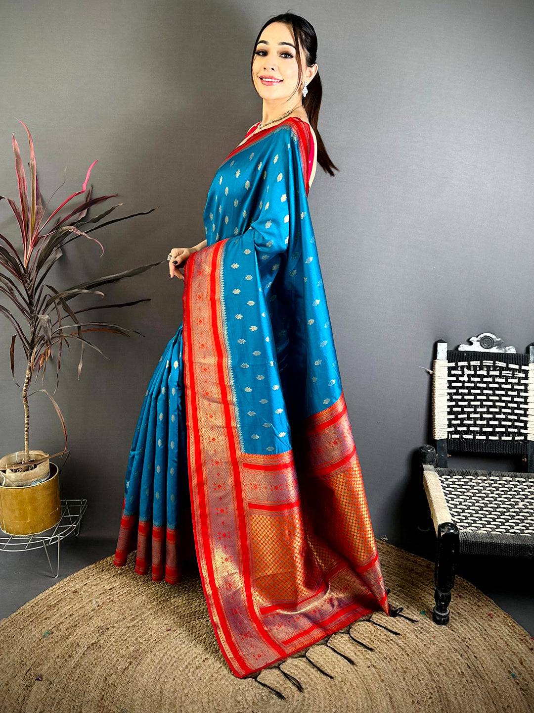 Royal Teal Banarasi Katan Silk Zari Pattu Saree