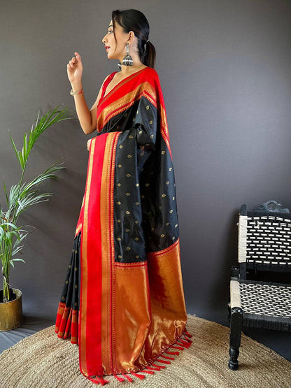 Premium Black Kanchi Rettepetta Pattu Saree