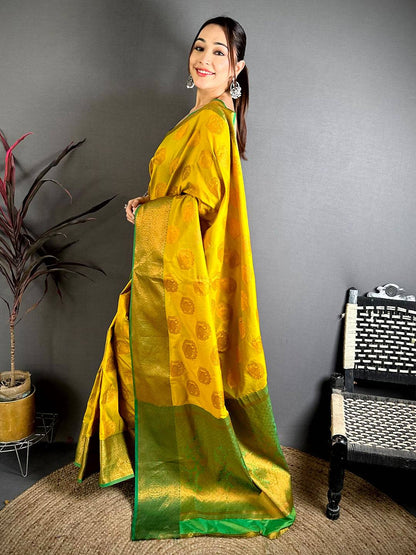 Artistic Copper Zari Banarasi Katan Silk Pattu S...

