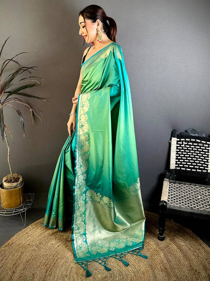 Exclusive Ombre Weaving Mashru Silk Pattu Saree