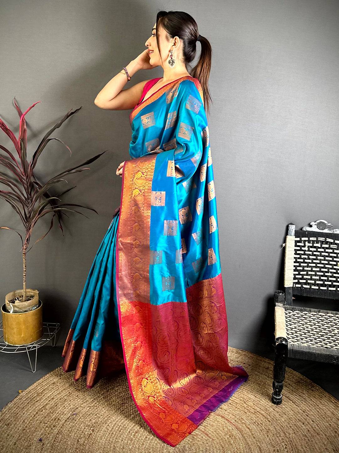 Regal Copper Zari Banarasi Katan Silk Pattu Saree