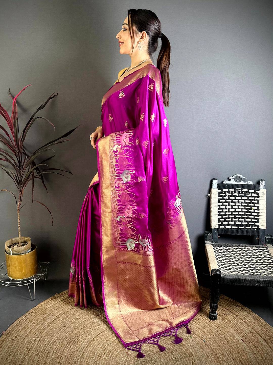 Regal Minakari Satin Silk Pattu Saree

