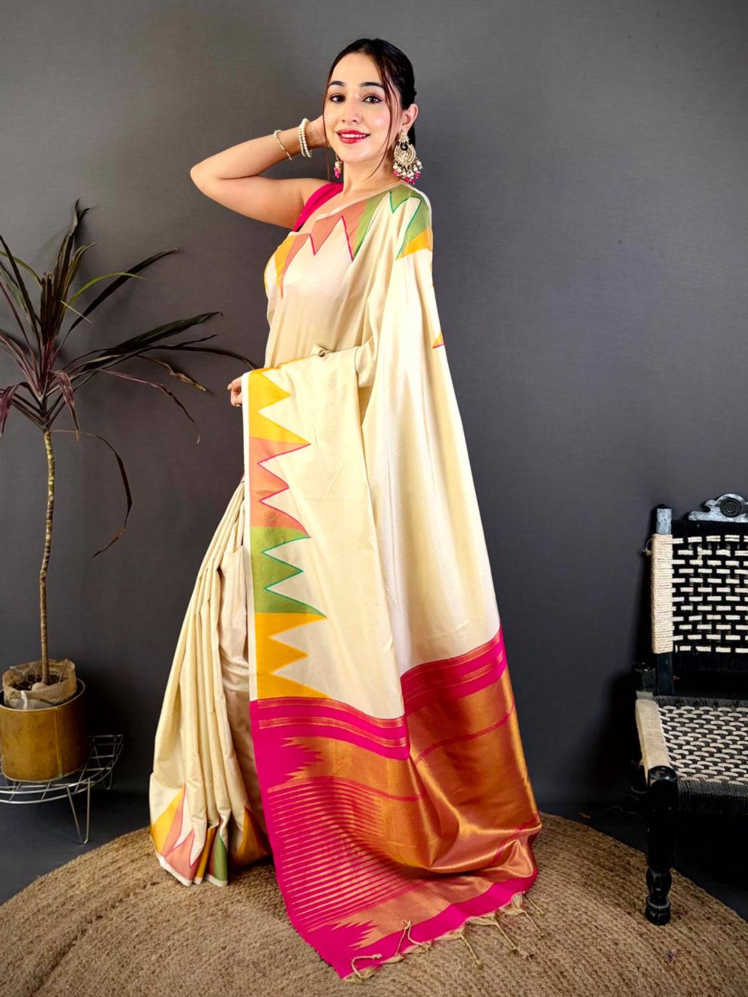 Chiku Soft Silk Regal Copper Zari Pattu Saree