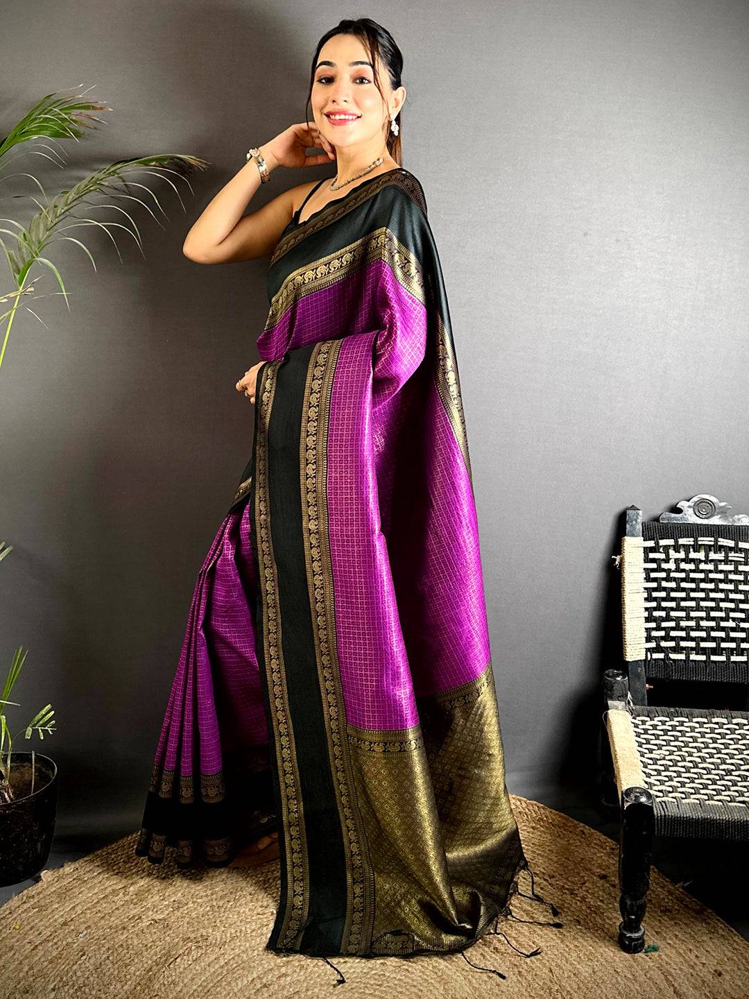 Magenta Banarasi Katan Silk Pattu Saree