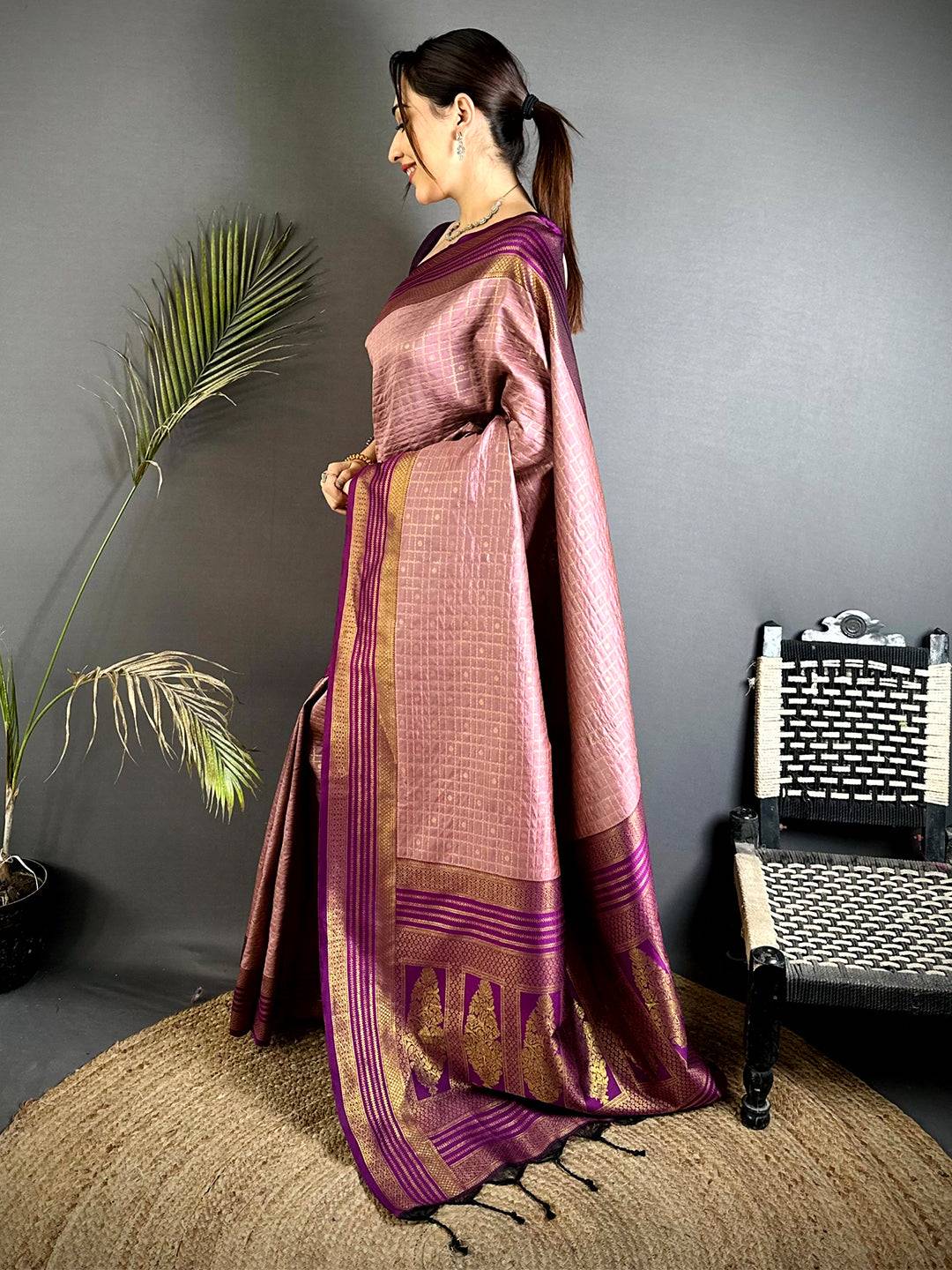 Opulent Magenta Banarasi Katan Silk Pattu Saree
