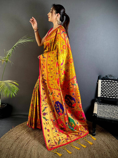 Royal Yellow Patola Paithani Pattu Saree