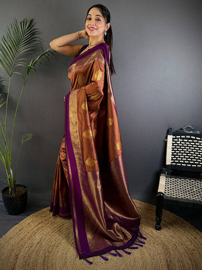 Gold Zari Bantex Border Silk Pattu Saree