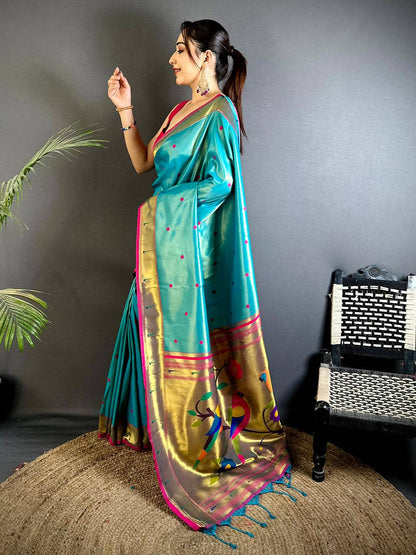 Rama Glass Tissue Yevla Paithani Pattu Saree