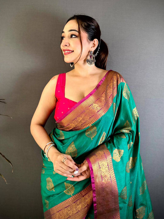 Stylish Katan Tussar Feel Zari Border Pattu Saree