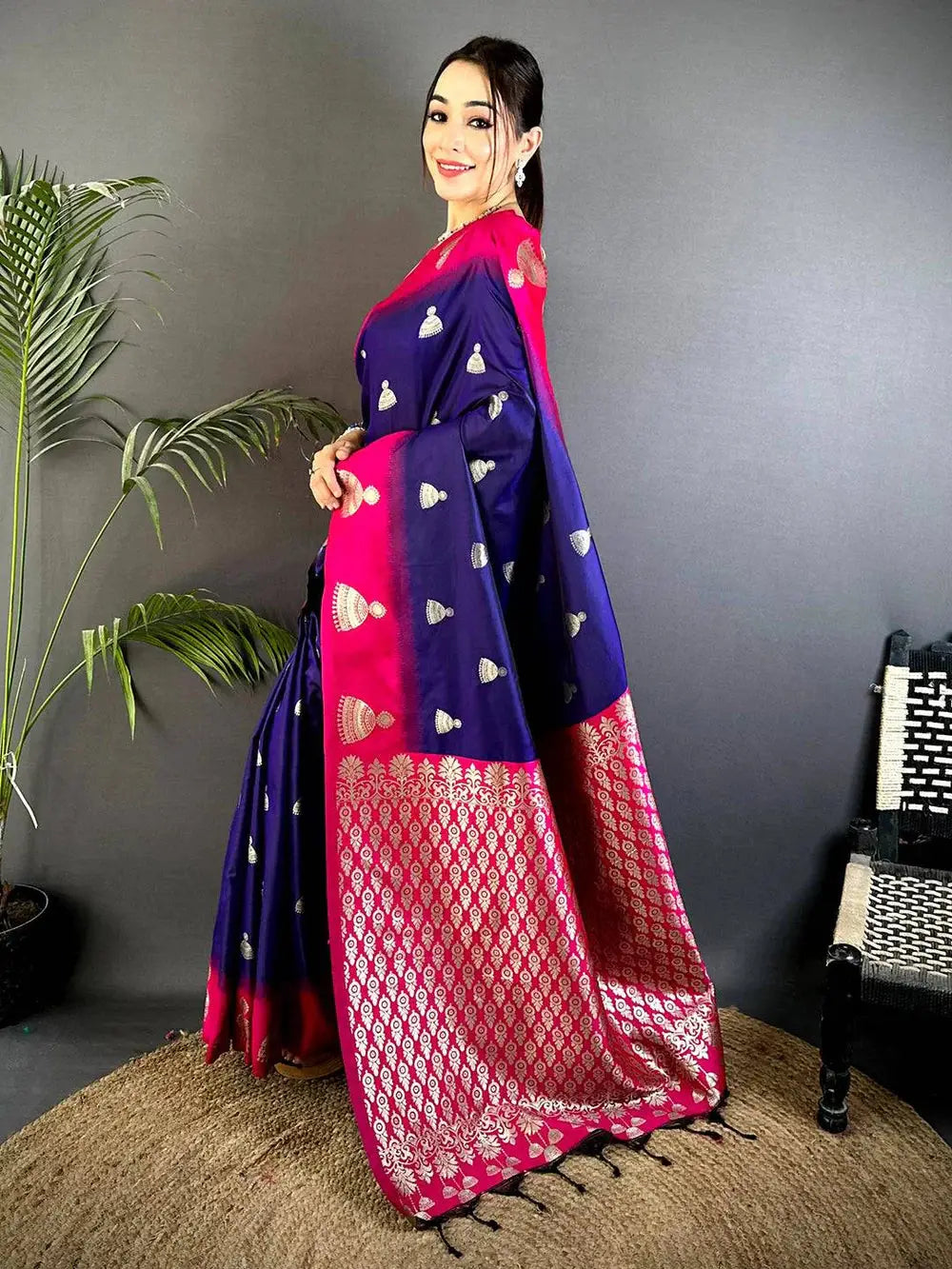 Purple Bali Dual Tone Soft Silk Pattu Saree
