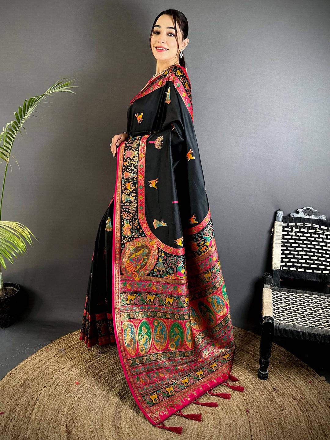 Radiant Kashmiri Pashmina Minakari Pattu Saree