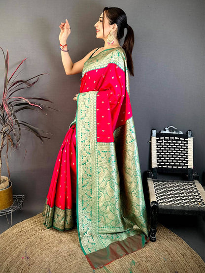 Bright Pink Soft Silk Kanjivaram Pattu Saree