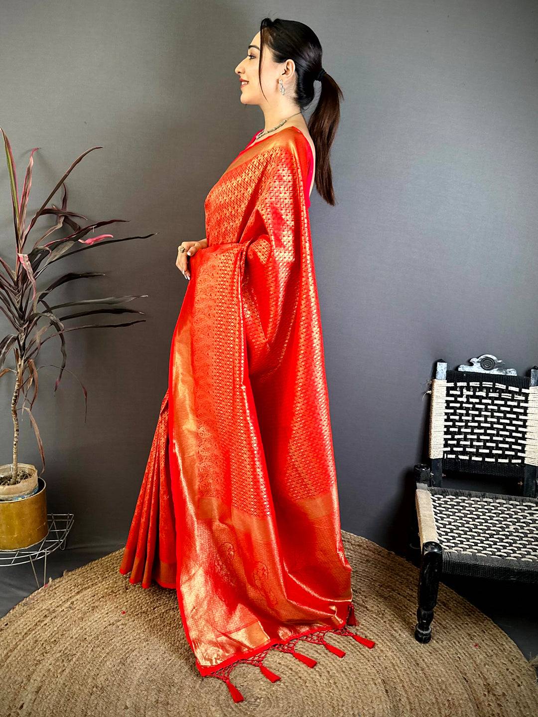 Radiant Red Kanjivaram Zari Silk Pattu Saree