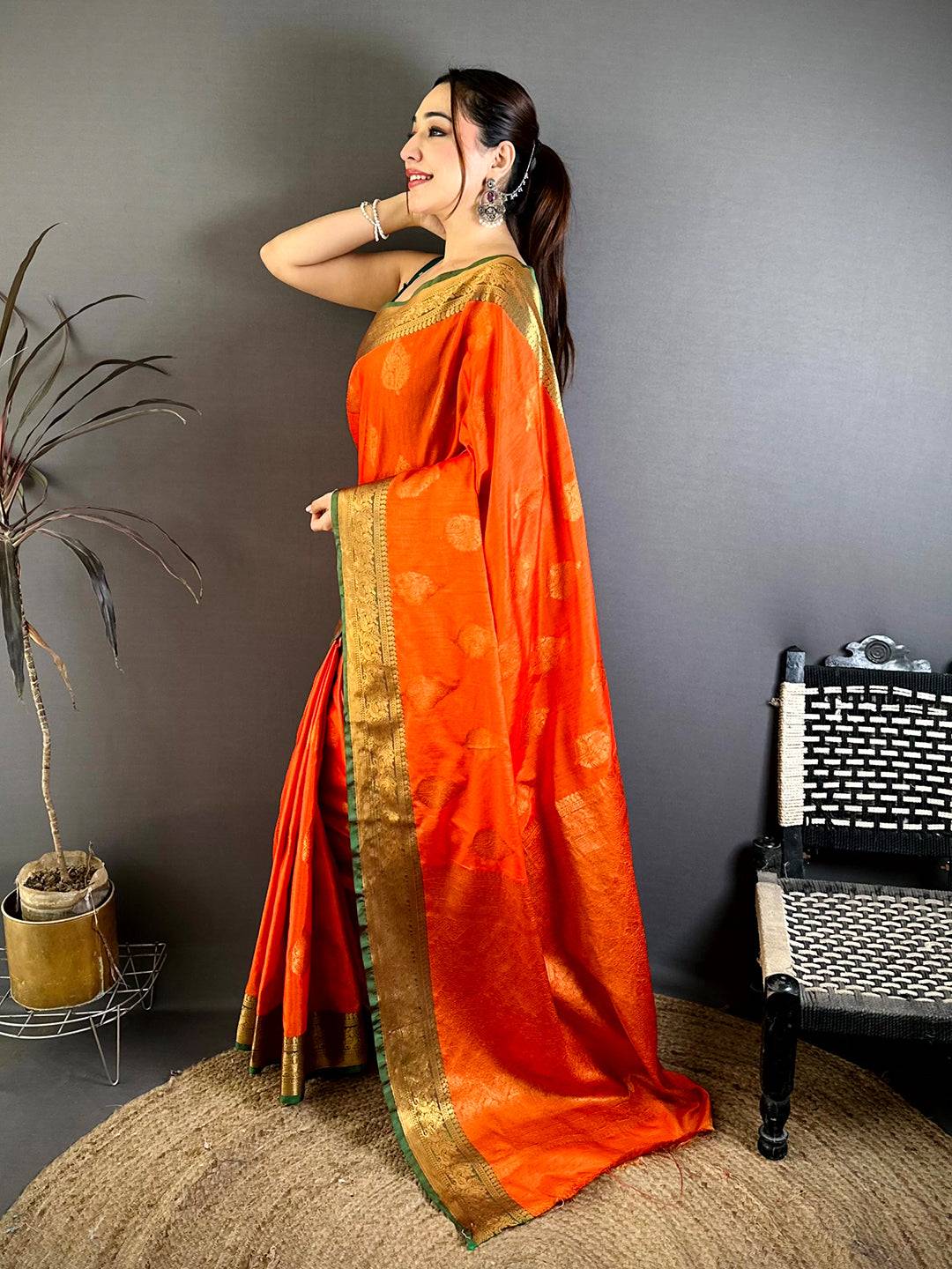 Regal Katan Tussar Feel Zari Border Pattu Saree