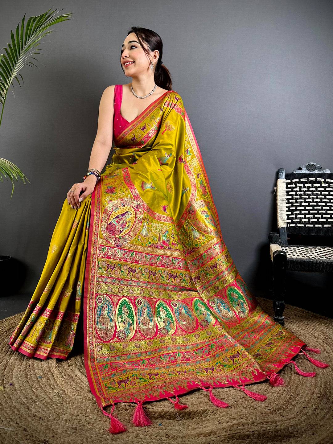 Majestic Kashmiri Pashmina Minakari Pattu Saree
