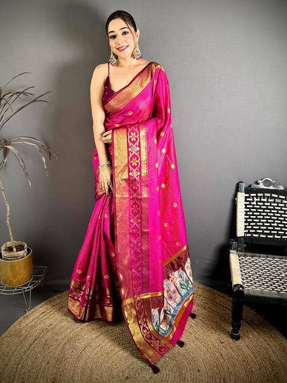 Celebrity Gold Zari Kanchi Silk Digital Pallu Pattu Saree