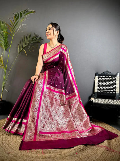 Magenta Soft Silk Kanjivaram Pattu Saree

