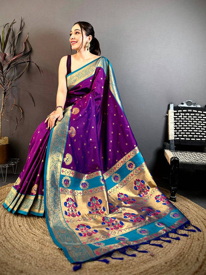 Elegant Minakari Gold Zari Silk Pattu Saree