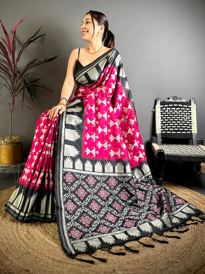 Magenta Warli Weave Soft Silk Pattu Saree