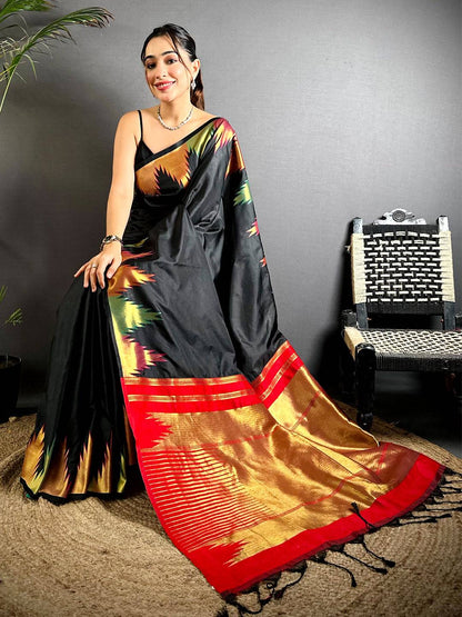 Black Copper Radiance Soft Silk Pattu Saree