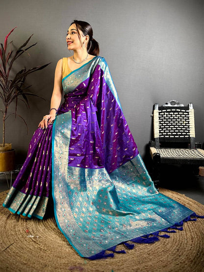 Vibrant Dual Shade Kanjivaram Pattu Saree