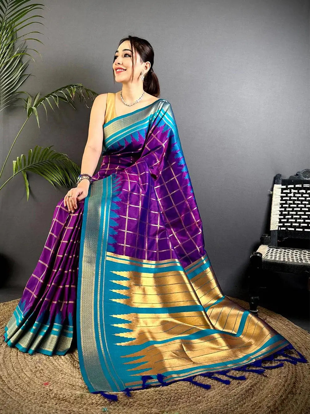 Regal Dual Tone Gold Zari Pattu Saree