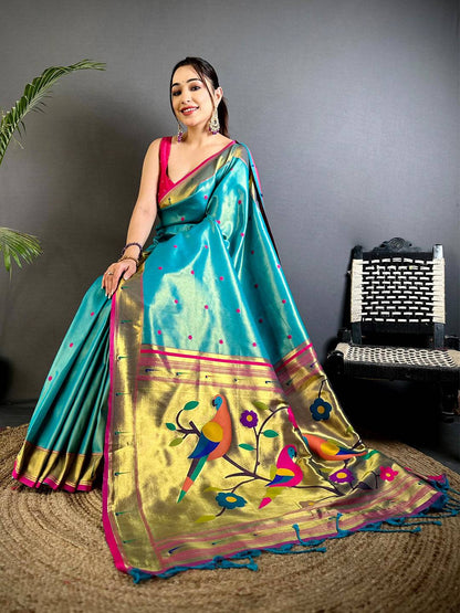 Rama Glass Tissue Yevla Paithani Pattu Saree