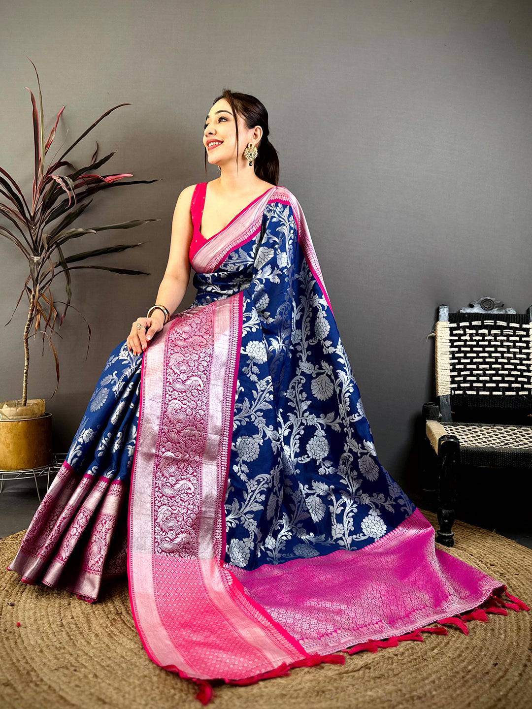 Royal Navy Banarasi Katan Silk Pattu Saree