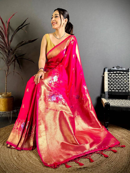 Royal Minakari Satin Silk Pattu Saree

