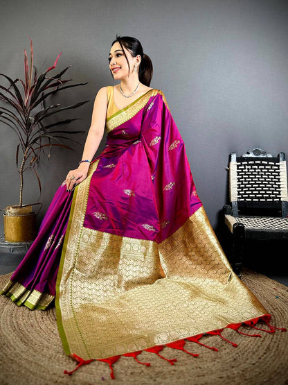 Royal Rani Pink Soft Silk Gadwal Pattu Saree