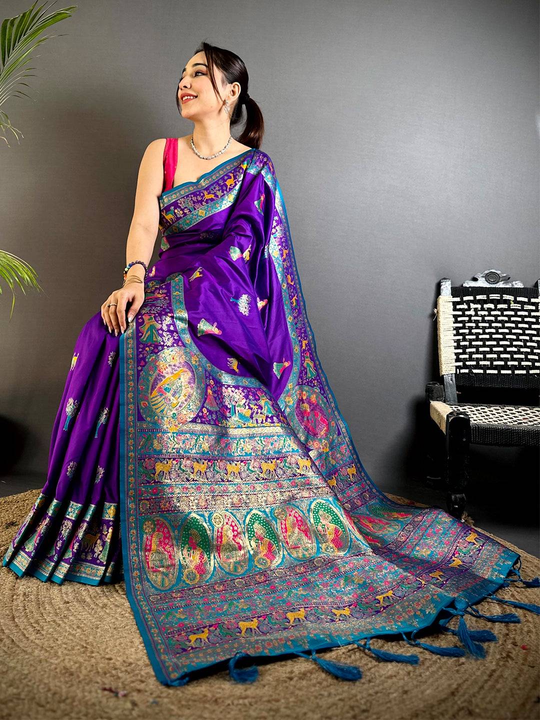 Radiance Kashmiri Pashmina Minakari Pattu Saree
