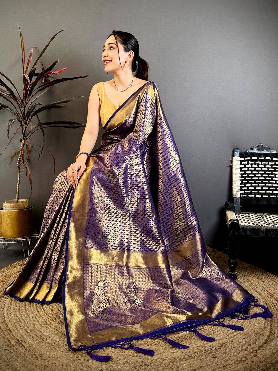 Radiant Purple Kanjivaram Zari Silk Pattu Saree