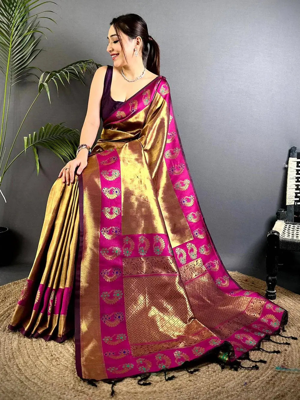 Golden Grace Tissue Kanjivaram Pattu Saree