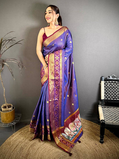 Designer Gold Zari Kanchi Silk Digital Pallu Pattu Saree