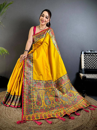 Stylish Minakari Pashmina Soft Silk Pattu Saree