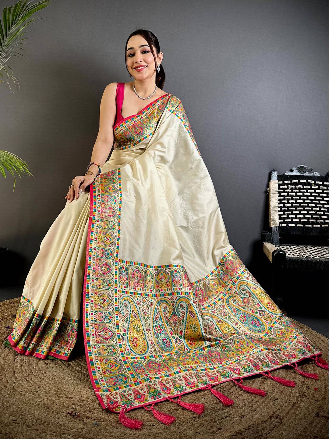 Regal Minakari Pashmina Soft Silk Pattu Saree