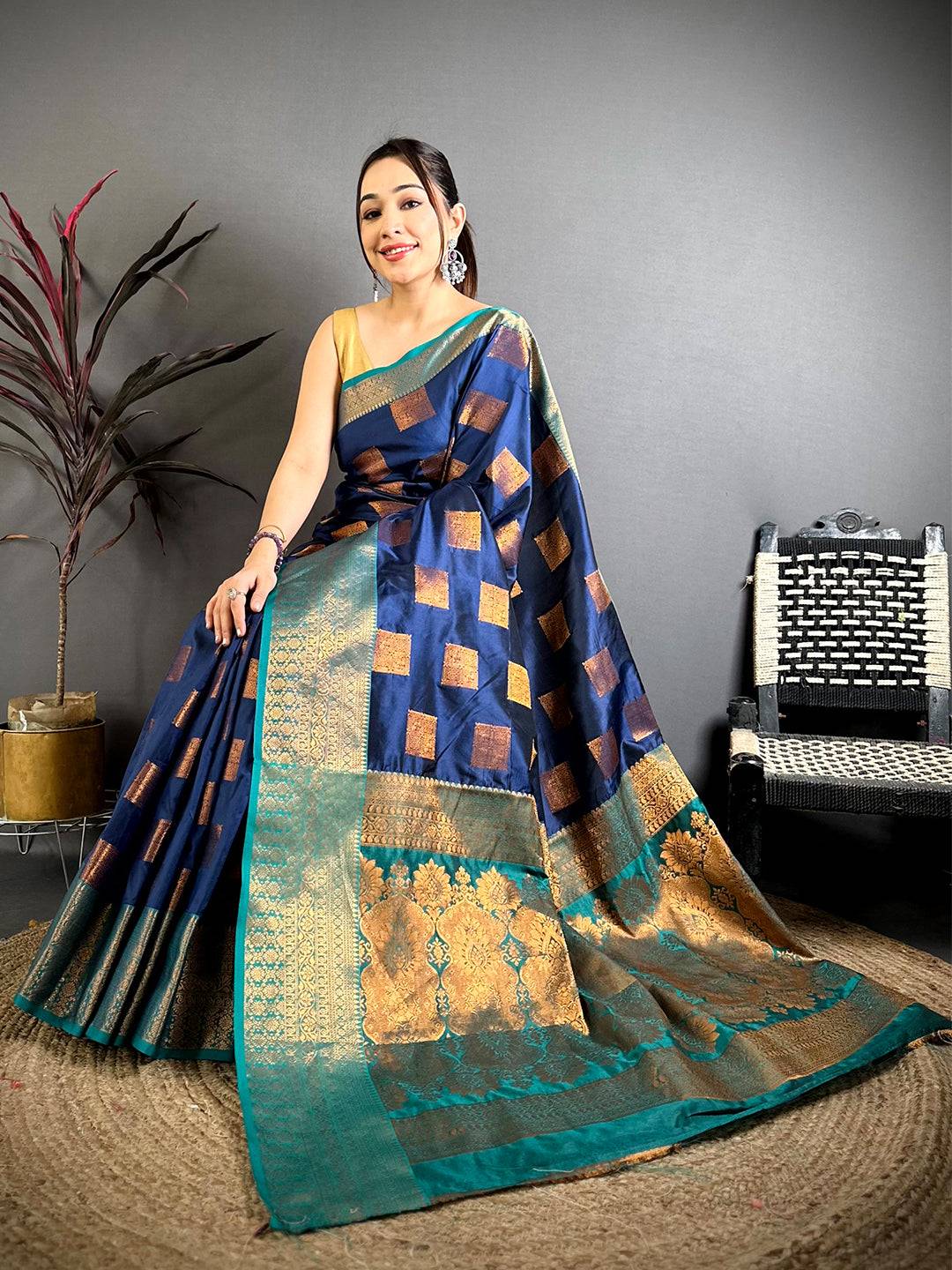 Royal Copper Zari Banarasi Katan Silk Pattu Saree