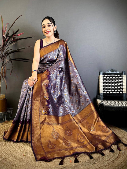 Heritage Purple Gold Zari Kanjivaram Pattu Saree
