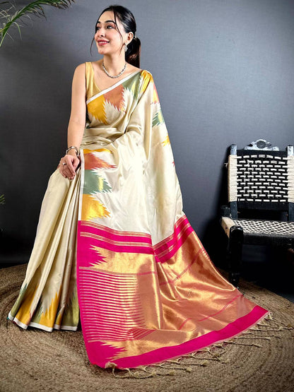 Chiku Copper Radiance Soft Silk Pattu Saree