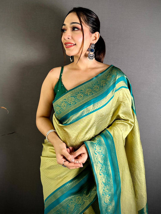 Artisan Banarasi Katan Contrast Border Pattu Saree