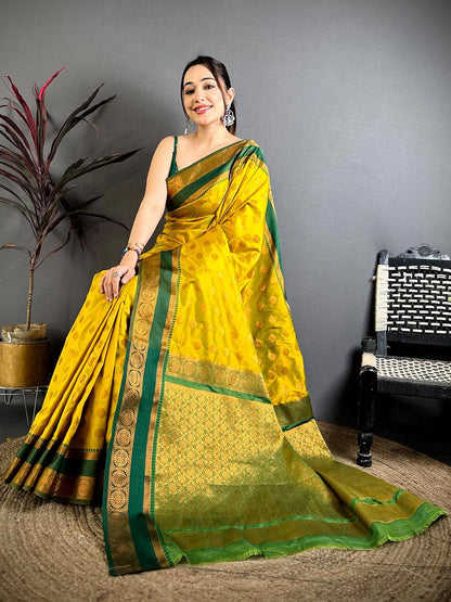 Elegant Bantex Border Banarasi Pattu Saree