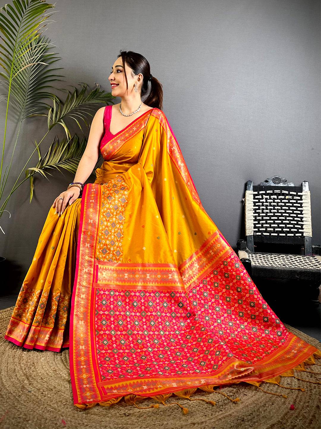 Fenta Double Ikat Soft Silk Pattu Saree