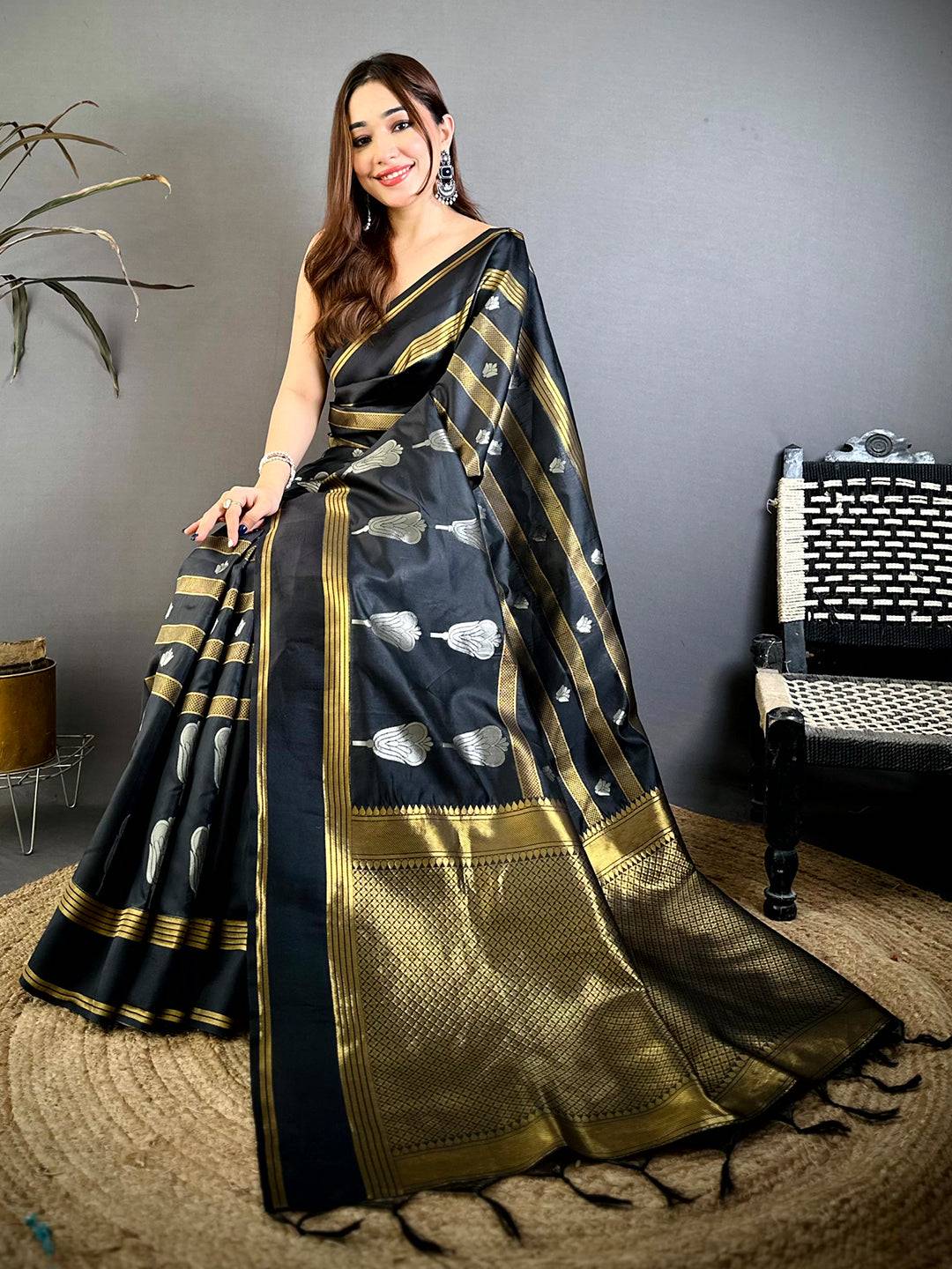Elegant Banarasi Gold Silver Butta Pattu Saree