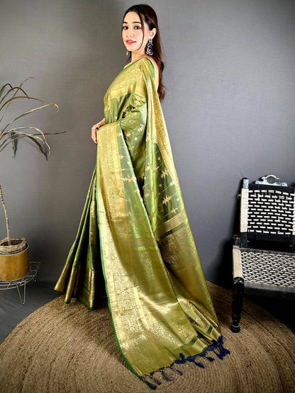 Radiant Banarasi Katan Big Zari Border Pattu Saree