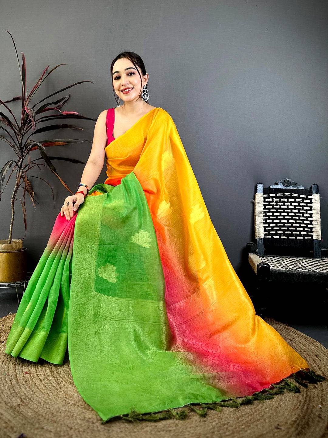 Royal Slub 4D Print Pallu Pattu Saree