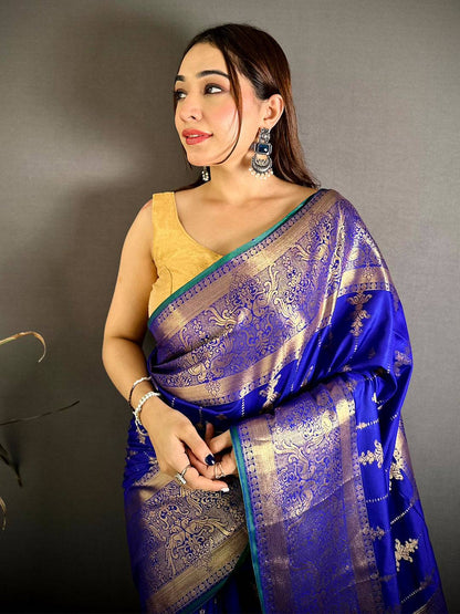 Stylish Banarasi Katan Big Zari Border Pattu Saree