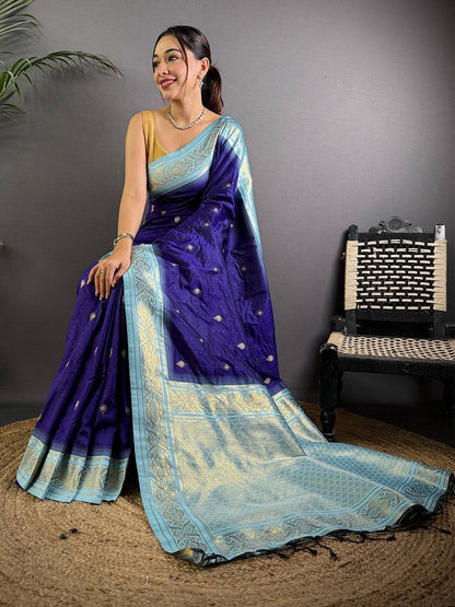 Traditional Purple Gadwal Soft Silk Pattu Saree