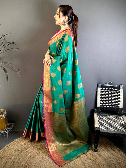 Stylish Katan Tussar Feel Zari Border Pattu Saree